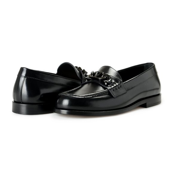 Valentino Garavani Men\'s VLogo Chain Black Leather Loafers Shoes US 9 IT 42 main image 6